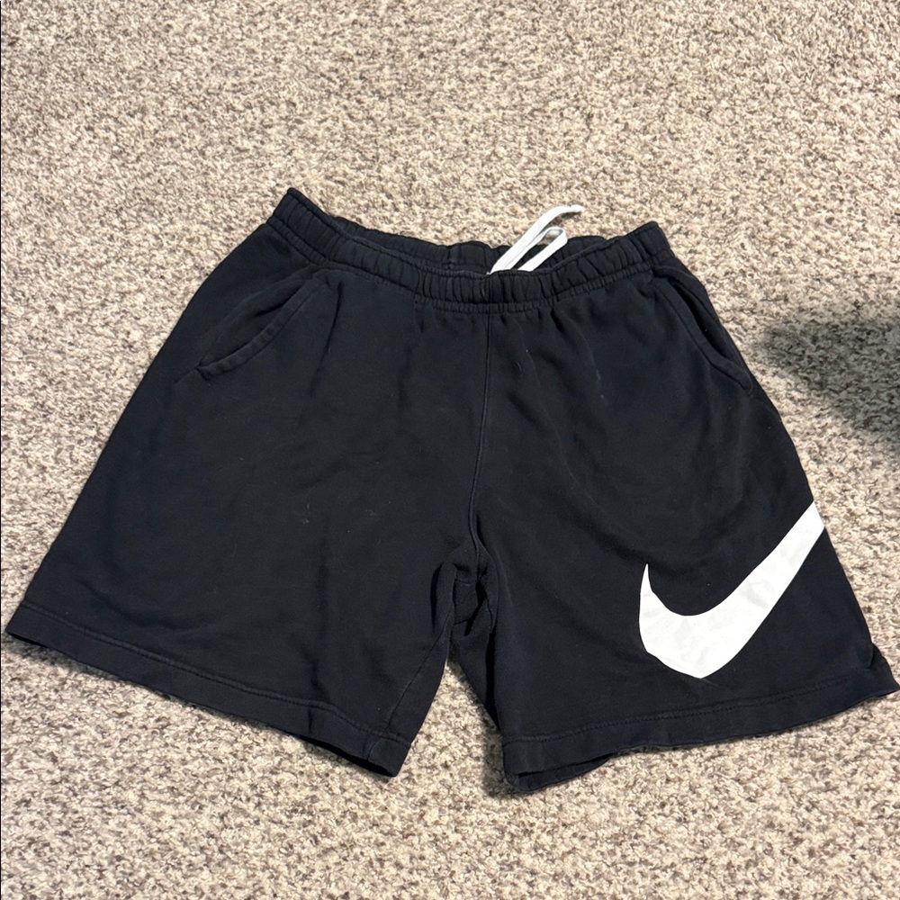 Nike Black Athletic Shorts with White Logo